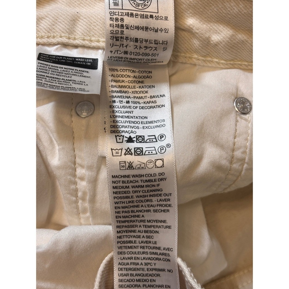 Levis 501 Jeans Womens W30 L28 Off White Cream Butterfly Print Button Fly - Picture 13 of 16